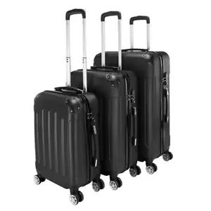 3Pcs Luggage Set ABS Trolley Spinner 20"/24"/28" Suitcase Hard Shell Black - Picture 1 of 9