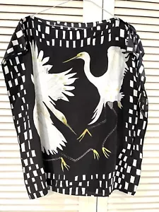 Gorgeous GORMAN “Egrets” Scarf Silk Shirt top * One Size Fits All - Picture 1 of 7