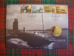 GB 2001 R.N. U-Boote Gedenkbrief mit postfrischem unzirkuliertem Medaillon - Bild 1 von 1