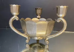 Italian Pewter 3-Candle Lite Centerpiece...Unusual...Nicely Crafted...No Issues - Picture 1 of 12