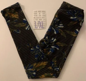 NWT LuLaRoe Kids' L/XL Fall Foliage BLACK with Grey Stripe Leggings UNICORN - Picture 1 of 2