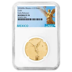 2024 Reverse Proof Gold Mexican Libertad Onza 1/2 oz NGC PF70 ER Mexico Label - Picture 1 of 2