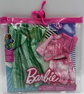 Barbie Clothing 2 Fashions Pack Pink Dream T-shirt Skirt Green Jumper Outfits - Picture 1 of 3