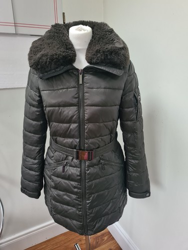 Cappotto invernale lungo Michael Kors taglia 10 verde kaki cappuccio colletto caldo e spesso ottime condizioni