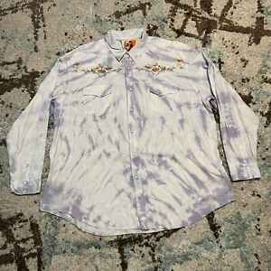 Robert Graham Zen Men's 4XLT Western Pearl Snap Tie Dye Floral Shirt