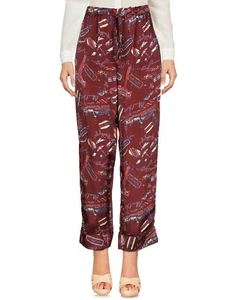 ALEXA CHUNG Burgundy Satin Twill Printed Straight Cropped Trousers UK 8 US 4 NEW - Picture 1 of 24