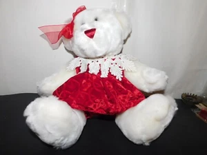 Dan Dee White Girl Bear Plush Red Outfit 12" Stuffed Animal Toy - Picture 1 of 6