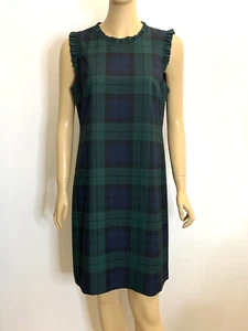 NWT J. CREW Sleeveless Ruffle Neck Plaid Knee Length Suiting Dress Size-12 - Picture 1 of 9