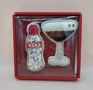 Sur la Mesa Vodka y Espresso Martini Cuentas Paño Navidad Adornos - Imagen 1 de 2