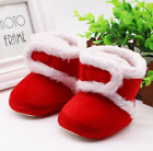 Infant Red/White Warm Boots/Booties Winter First Shoes Sole Fur Snow 6-12Months