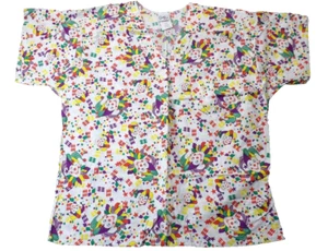 Vintage 90s Court Jester W/ Vivid Colors Scrub Top Women’s Size Medium USA MADE - Picture 1 of 11