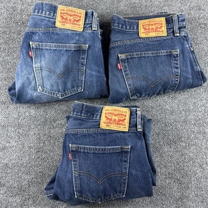 Lotto 3 jeans Levis 505 uomo 34x28 medi scuri regular fit gamba dritta denim - Foto 1 di 13