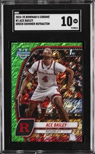 2024-25 BOWMAN U CHROME GREEN SHIMMER REFRACTOR #1 ACE BAILEY SGC 10 GM - Picture 1 of 2