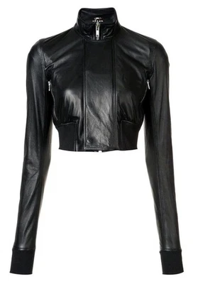 Womens Bolero Short Jacket Ladies Real Soft Leather Biker Crop Bolero Jacket - Image 1 of 4