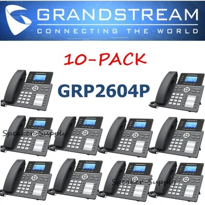 Lote de 10 teléfonos de oficina Grandstream GRP2604P 3 líneas 6 SIP + PoE Gigabit doble Foto 1 de 4