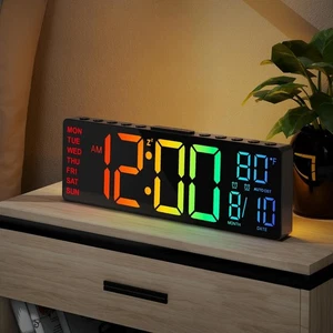10.5'' Digital Wall Clock with Remote Control, Dual Alarm Wall Clocks for Living - Picture 1 of 8