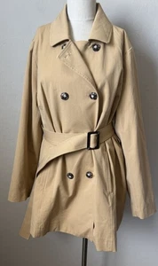 Women’s Plus Sz 2X Camel Tan Trench Coat Belt Career 41 Hawthorn Stitch Fix - Picture 1 of 13