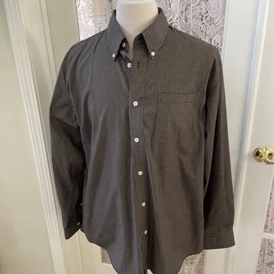 Consensus Performance Shirt Men XL Brown Check LS Casual Button Down Poly Cotton - Image 1 of 4