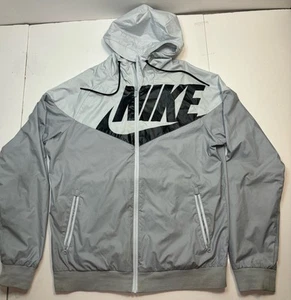 Rare Nike Windrunner GX1 Windbreaker Jacket White Gray Bk Nylon Soft Glanz M - Picture 1 of 7