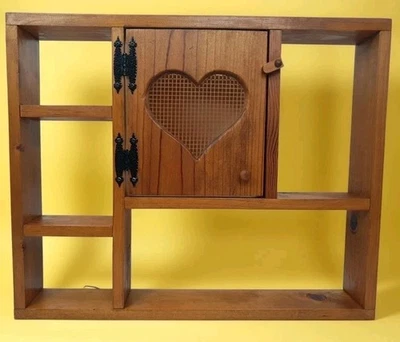 Rustic Farmhouse Country Wood Wall Shelf Display 22x24" Cottage Heart Door Cute - Image 1 of 4