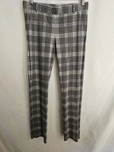 Betabrand Petite Women’s Dress Pants Medium M Gray Purple Plaid Stretch Work - Picture 1 of 5