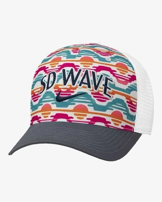 Nike NWSL San Diego SD Wave Classic99 Sublimation Print SnapBack Trucker Hat - Image 1 of 2