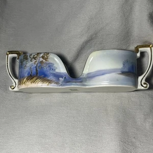 Árbol Noritake vintage en prado con soporte de cuchara apilable cisne pintado a mano - Imagen 1 de 9