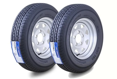 2 FC 拖车轮胎组件 ST175/80R13 8 层银色辐条轮辋 5 Lug on 4.5 — 第 1/4 张图片