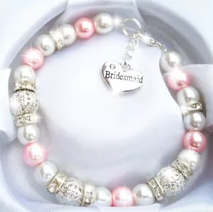 Personalised Bead Charm Bracelet Gift Birthday Wedding Bridesmaid - Picture 1 of 3