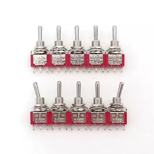 10Pcs SH T8014 Standard Handle 3-Pin ON-OFF-ON SPDT Mini Toggle Switch - Picture 1 of 6