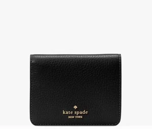 Portafoglio Kate Spade Lena Small Slim Bifold Pelle Nero Nuovo con etichette KH788 $179 - Foto 1 di 3