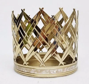 Bath Body Works GOLD LEAF WEAVE Shell Large 3-Wick Candle Holder 14.5 oz Sleeve - Picture 1 of 4