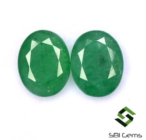 Par de piedras preciosas sueltas sin tratar de corte ovalado esmeralda natural certificada 9x7 mm 3,83 CTS - Imagen 1 de 6