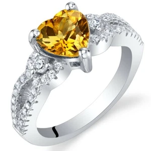 Citrin Sterlingsilber Herz Seelenverwandter Ring Größen 5 bis 9 - Bild 1 von 2