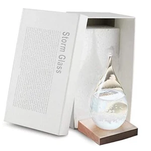 Storm Glass Weather Station Weather Predictor Barometer Bottle with Wood Small - Picture 1 of 8