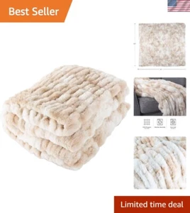 Übergroße geraffte Kunstfelldecke - 60x80 Zoll Jacquard Kunstfell Queen-Size T... - Bild 1 von 7