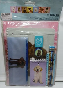 Cuaderno, adorables animales gatitos cachorro juego de 11 piezas carpetas, lápices, regla NUEVO - Imagen 1 de 5