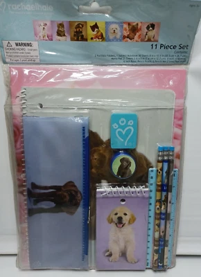 Notebook, Lovable Animals Kittens Puppy 11 Piece set Folders, Pencils, ruler NEW - Image 1 of 4