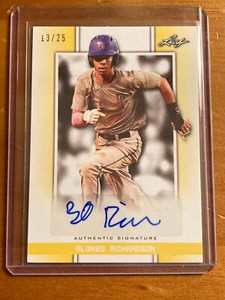 2019 Leaf Perfect Game National Showcase ALONZO RICHARDSON Yellow Auto #BA-AR2