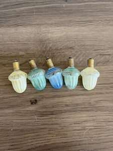 vintage glass christmas light bulbs japan Acorn Shaped Set Of 5 30s 40s Yellow - Picture 1 of 9