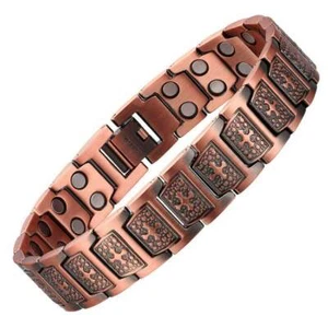 Pulsera magnética de cobre eslabones cruzados para caballeros pulsera de cobre puro para hombre - Imagen 1 de 4