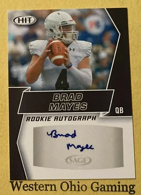 2019 SAGE Hit Brad Mayes #A8 Black Level Rookie Authentic Autograph Card - Image 1 of 2