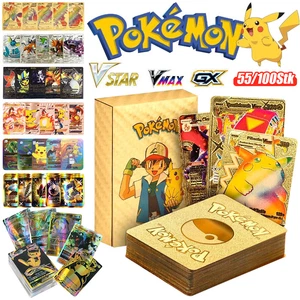 55Pcs Pokemon Card Foil GOLD PACK 55 CARDS TCG GX Vmax GX Card Charizard Rare