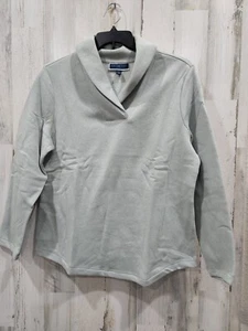 Karen Scott Größe LARGE Sport Damen Fleece gefüttertes Sweatshirt ** Aqua Heather ** Neu mit Etikett - Bild 1 von 4