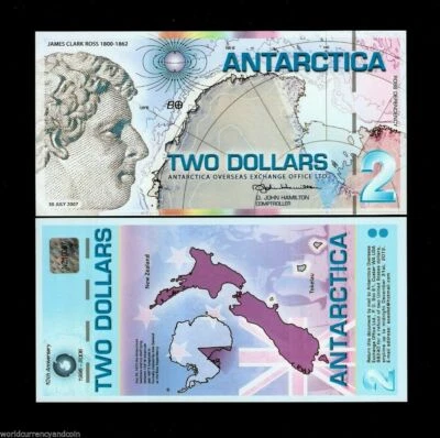 ANTARCTICA 2 DOLLARS 2007-2008 1/5 Bundle PENGUIN POLYMER UNC 20 NOTE NEWZEALAND - Image 1 of 2