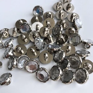 20X Shank Button 11mm Silver Rhinestone Round Sewing Buttons for Shirts Clothing - Picture 1 of 5