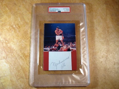 MUHAMMAD ALI SIGNED AUTOGRAPHED CUT & 3X3 PHOTO ENCAPSULATED PSA/DNA  - Image 1 of 3