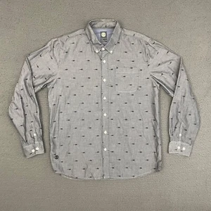 Element Shirt Mens Large Gray Geometric Long Sleeve Button Up Skater Dad Casual - Picture 1 of 8