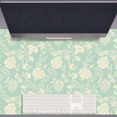 DECORMAT Schreibunterlage Tischunterlage bruchsicher geruchlos Weiße Blumen 90x45