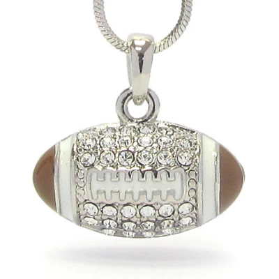 Collar colgante de fútbol de cristal de oro blanco Foto 1 de 4